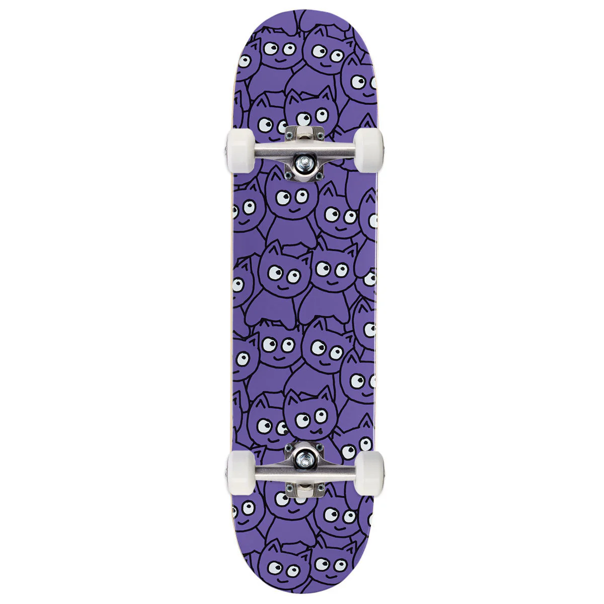 Meow Sticker Pile Skateboard Complete - Purple - 7.00"