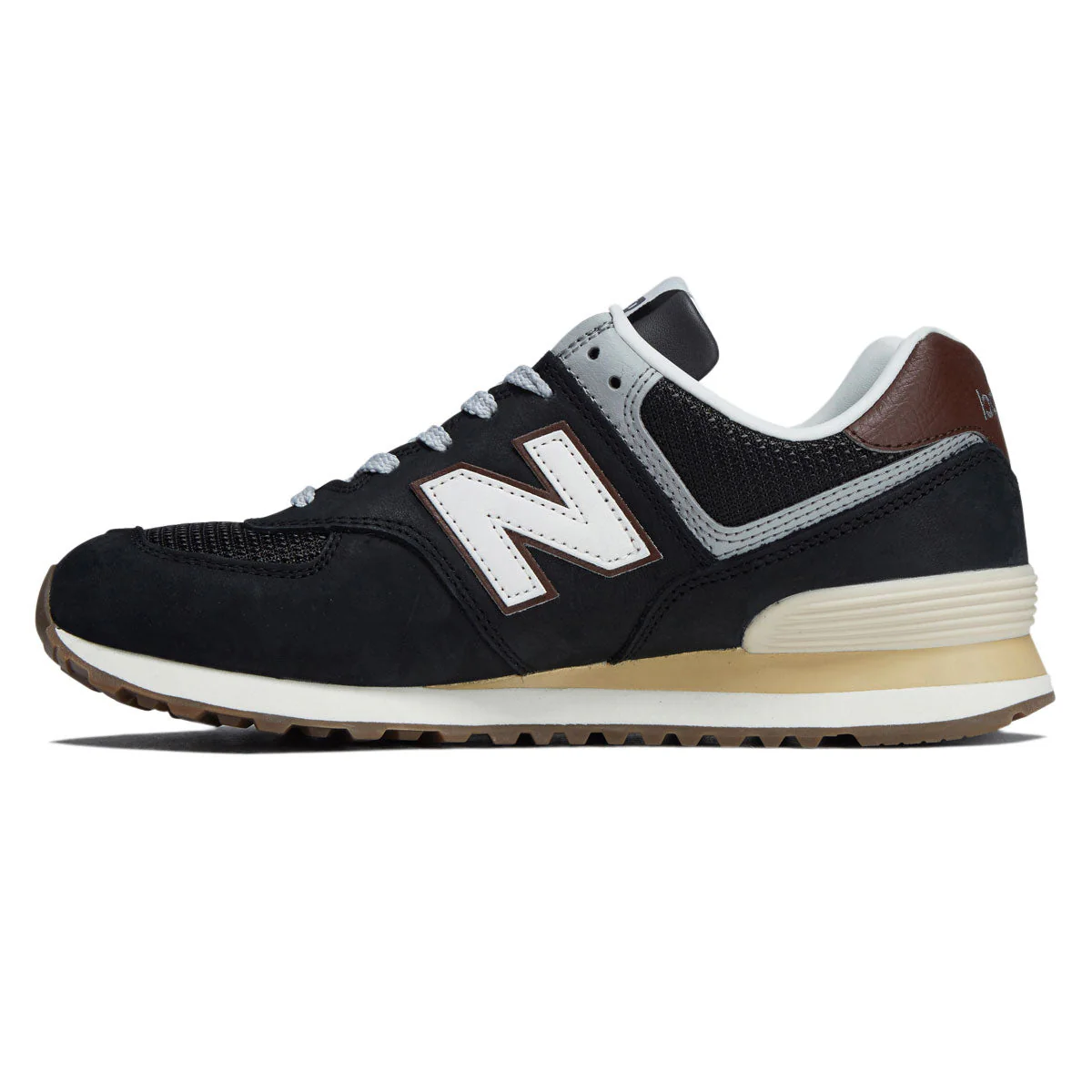 New Balance 574 Shoes - Brown/Dark Silver Metallic - Image 2
