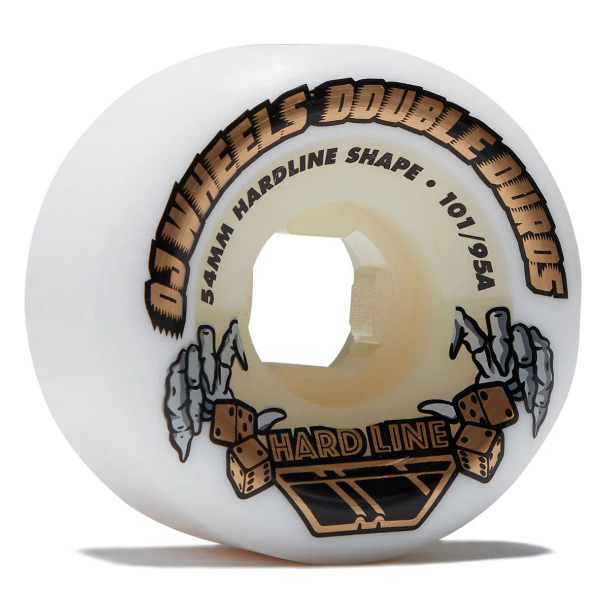 OJ Double Duro Hardline 101a/95a Skateboard Wheels - White - 54mm