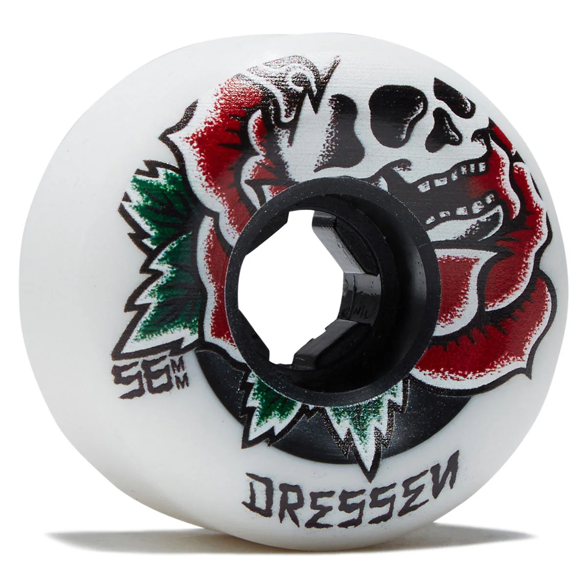 OJ Eric Dressen Rose Skull Double Duro Chubbies 99a/95a Skateboard Wheels - White/Black - 56mm