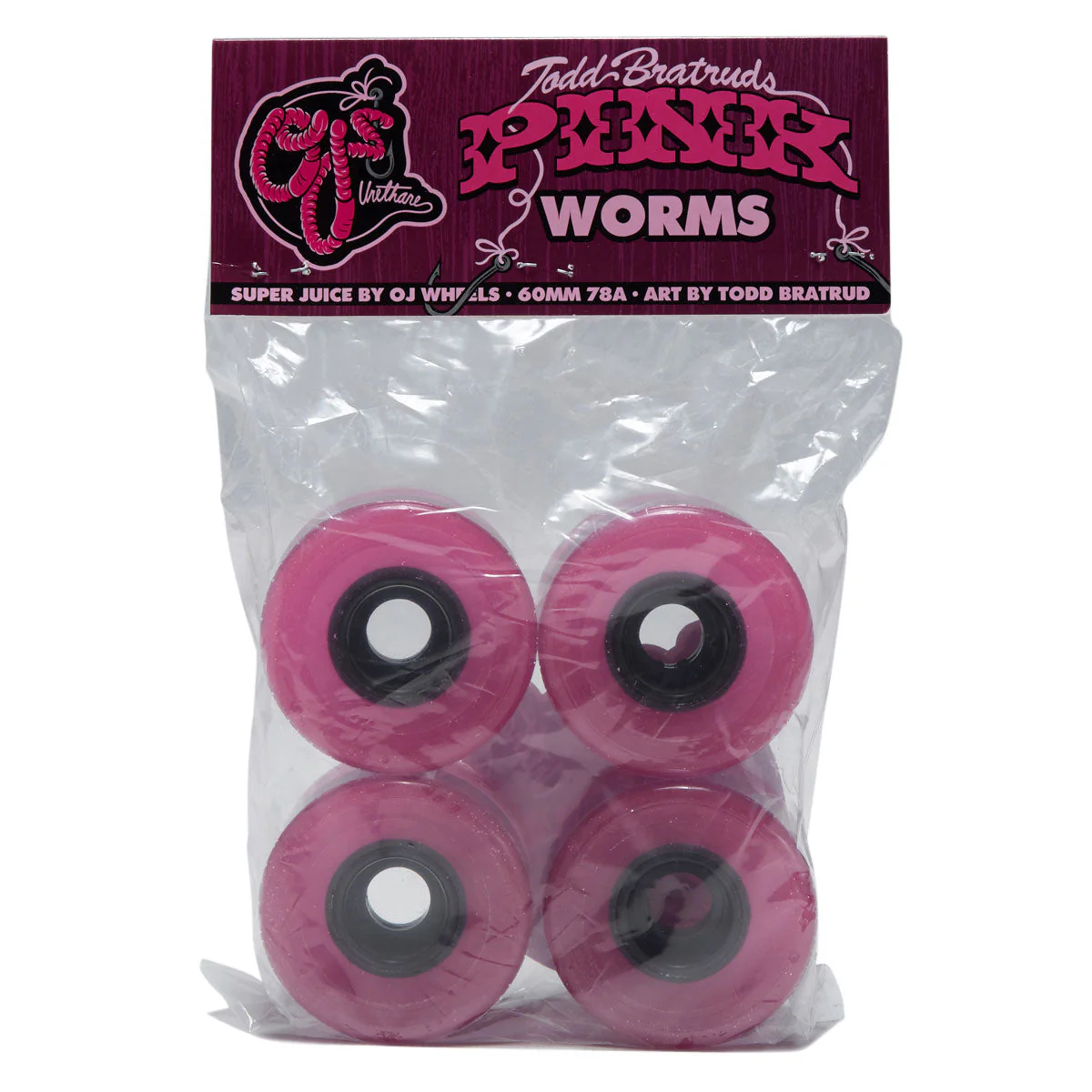 OJ Pink Worms Super Juice Pink 78a Skateboard Wheels - Pink - 60mm - Image 3