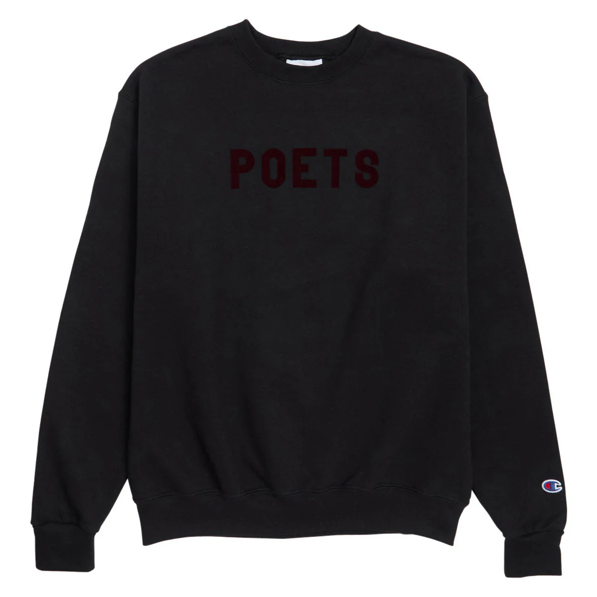 Poets OG Poets Flocked Crew Sweatshirt - Black/Burgundy Flocking