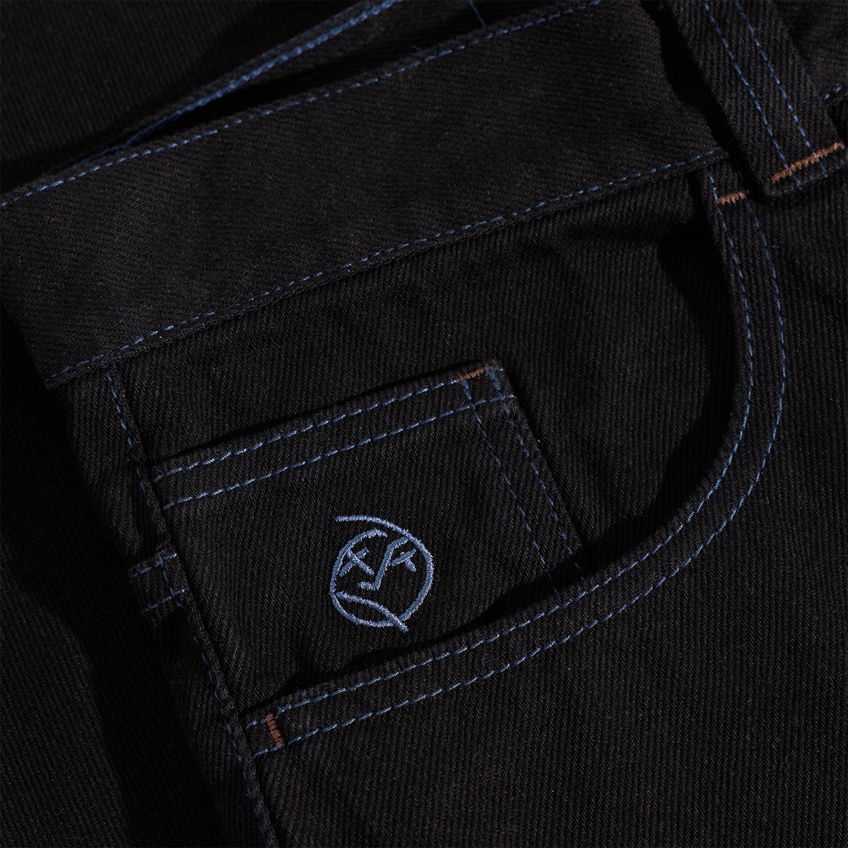 Polar Big Boy Jeans - Black/Blue Stitching - Image 3