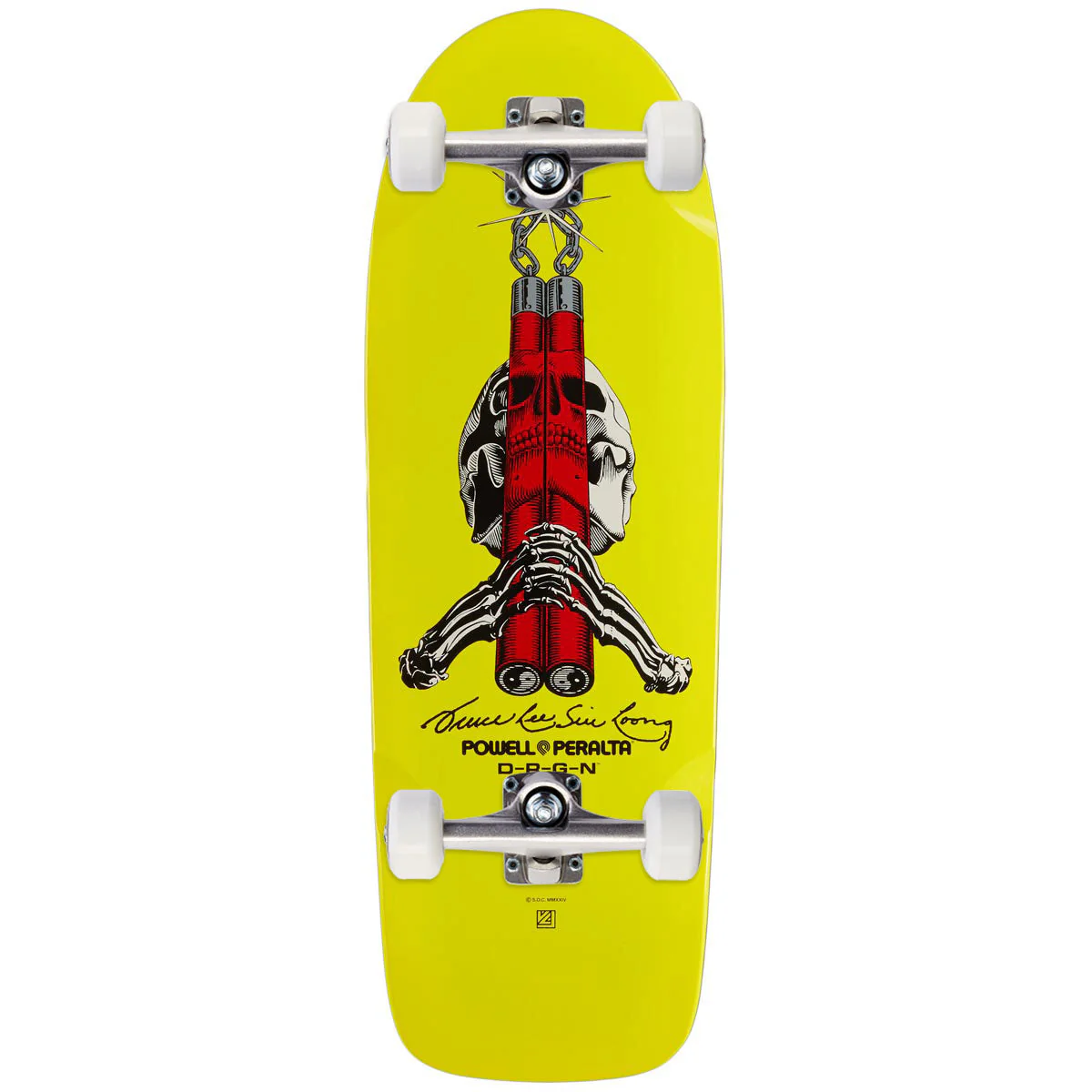 Powell-Peralta Bruce Lee Skull And Numchucks Skateboard Complete - Yellow - 10.00"