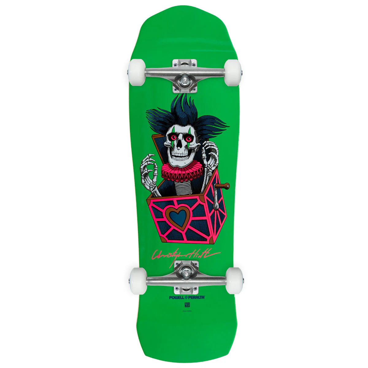 Powell-Peralta Chris Hiett Skull Skateboard Complete - Neon Green/Blue Foil - 10.00"