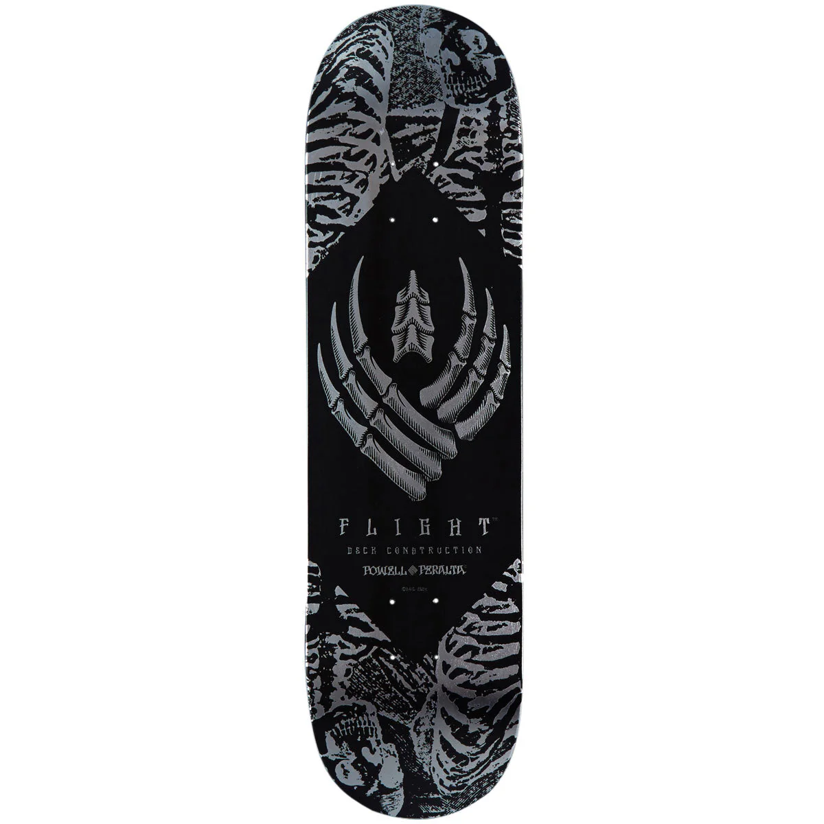 Powell-Peralta Flight Skeleton Skateboard Deck - Silver Foil - 8.25"