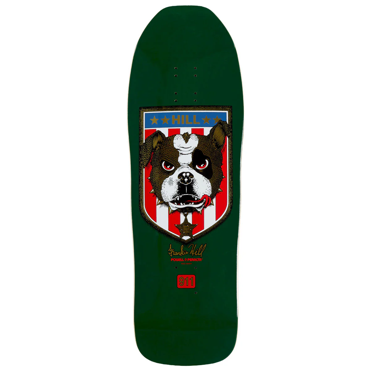 Powell-Peralta Frankie Hill Bull Dog 15 Skateboard Deck - Green/Gold Fade - 10.00"
