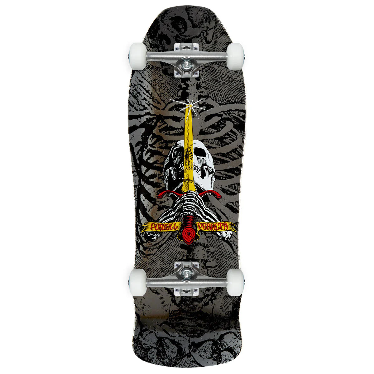 Powell-Peralta GeeGah Skull & Sword 10 Skateboard Complete - Silver Foil - 9.75"