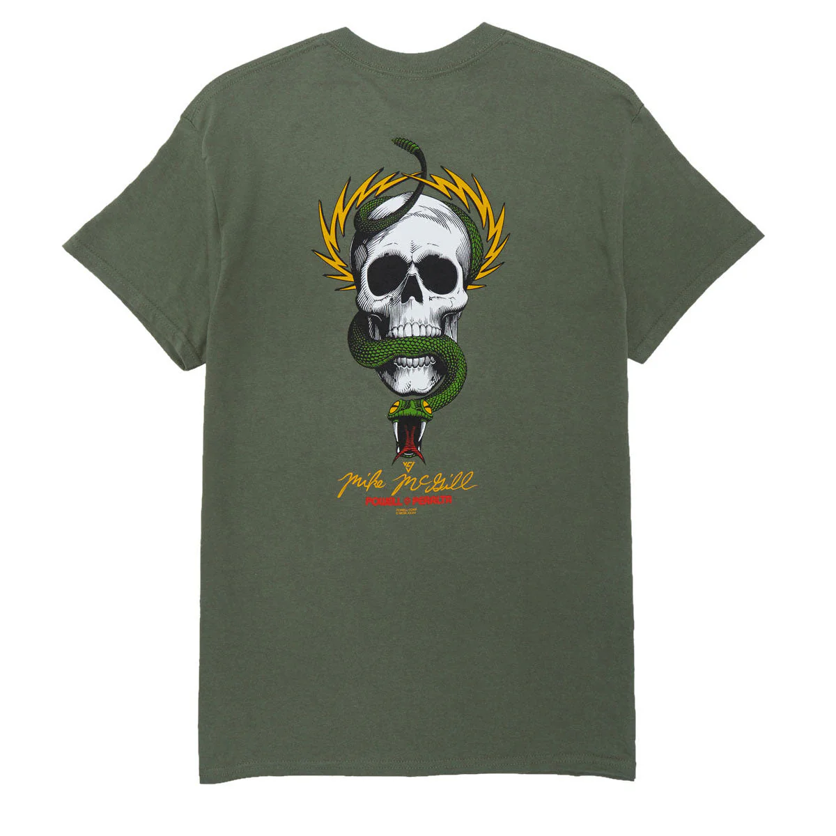 Powell-Peralta Mike McGill Skull And Snake T-Shirt - Military Green II