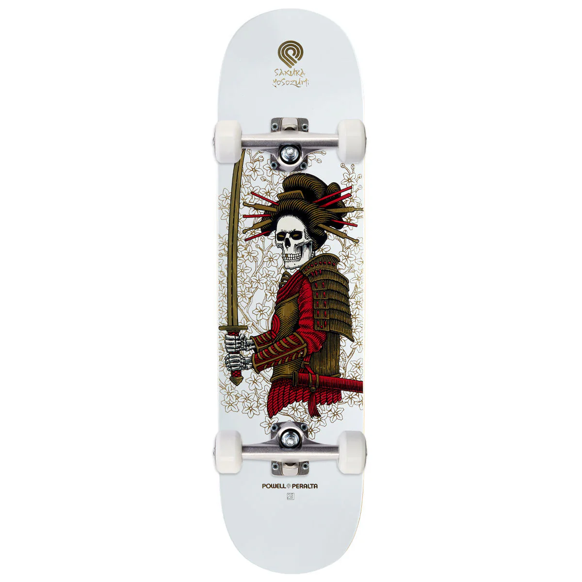 Powell-Peralta Sakura Yosozumi Onna-Bugeisha Skateboard Complete - White/Gold Foil - 8.00"