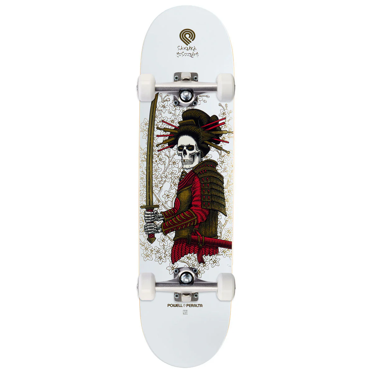 Powell-Peralta Sakura Yosozumi Onna-Bugeisha Skateboard Complete - White/Gold Foil - 8.25"