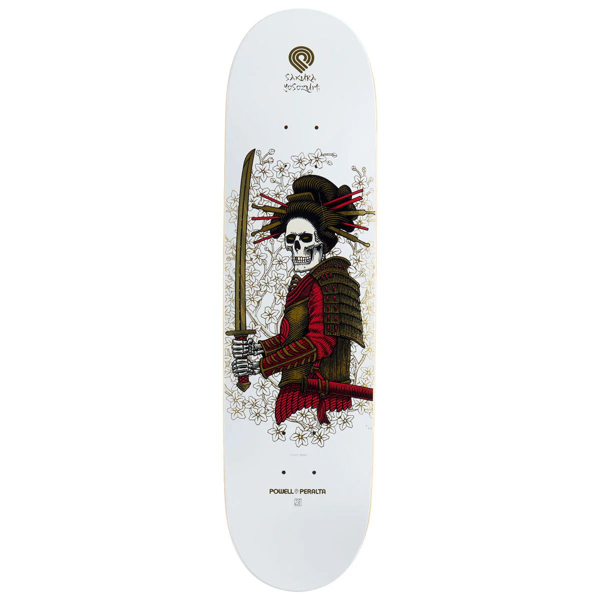 Powell-Peralta Sakura Yosozumi Onna-Bugeisha Skateboard Deck - White/Gold Foil - 8.25"