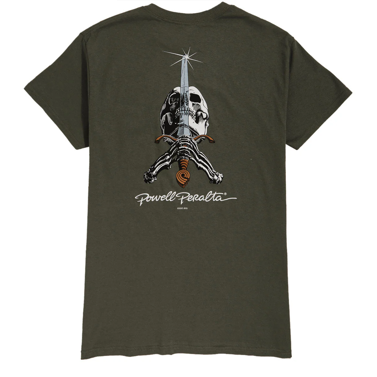 Powell-Peralta Skull And Sword T-Shirt - Military Green II