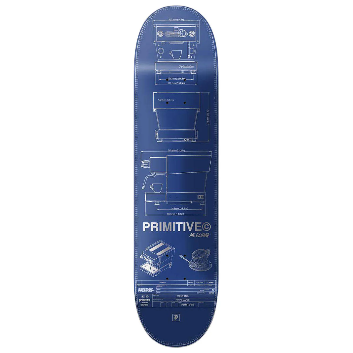Primitive McClung Double-Shot Skateboard Deck - Blue - 8.625"