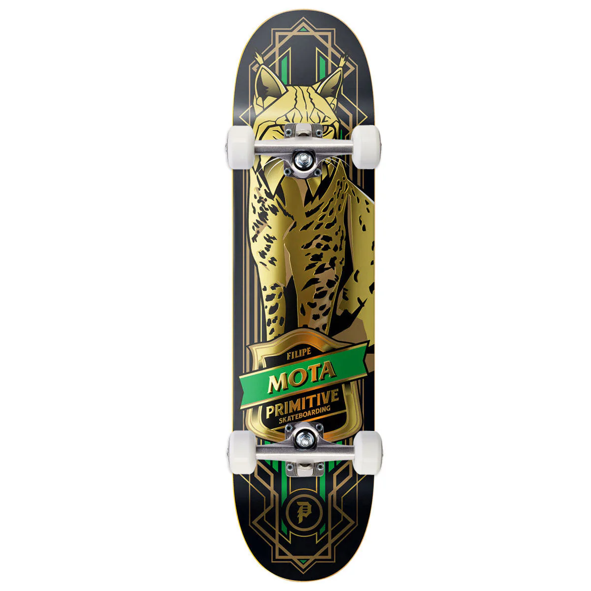Primitive Mota Lynx Skateboard Complete - Gold Foil/Metallic Ink - 8.25"