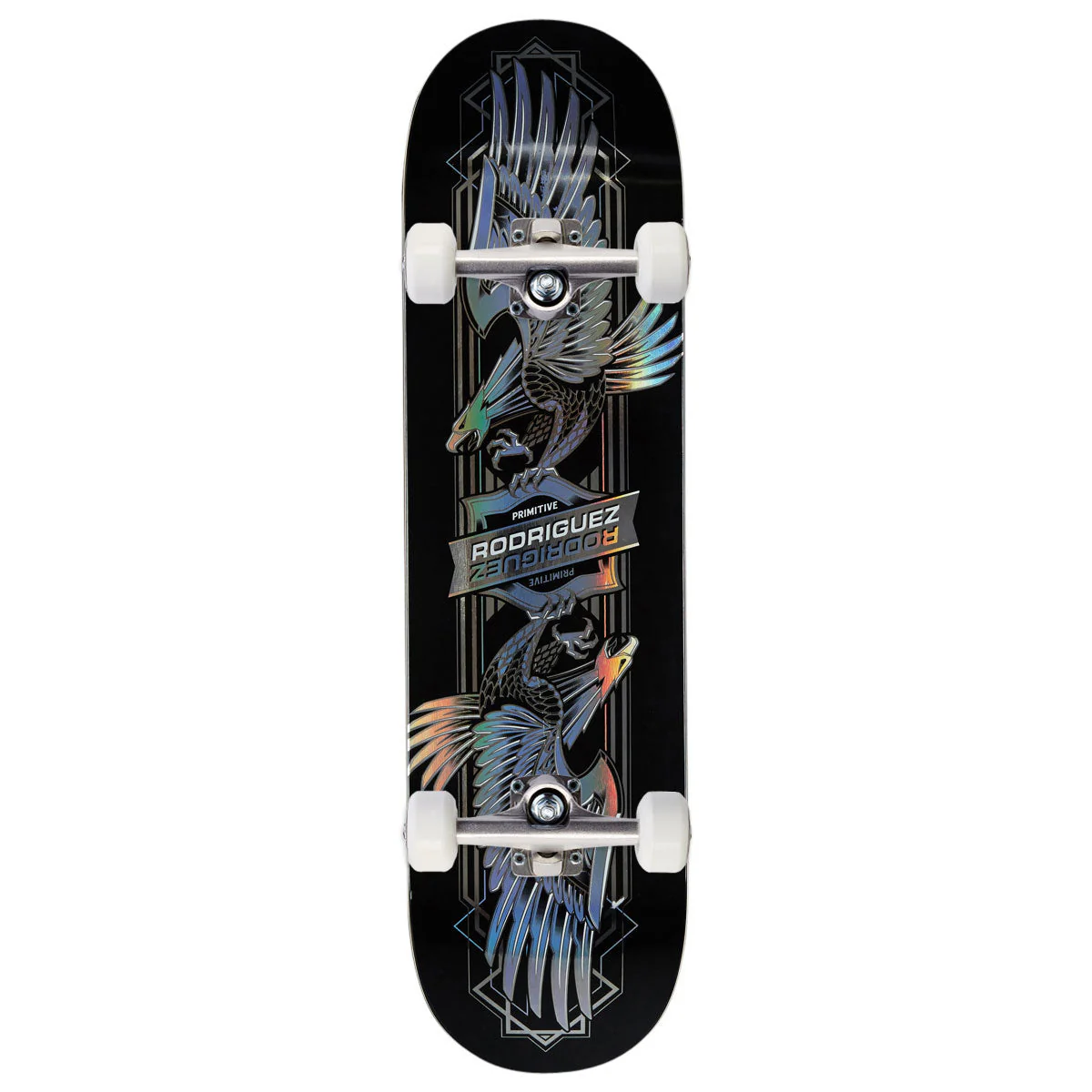 Primitive Rodriguez Eagle Twin Nose Skateboard Complete - Holo Black - 8.25"