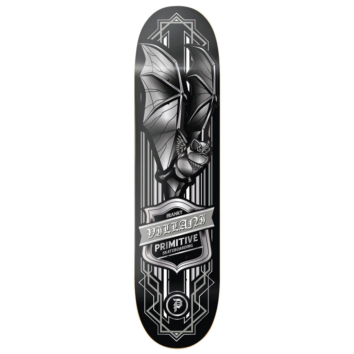 Primitive Villani Bat Skateboard Deck - Black - 8.50"