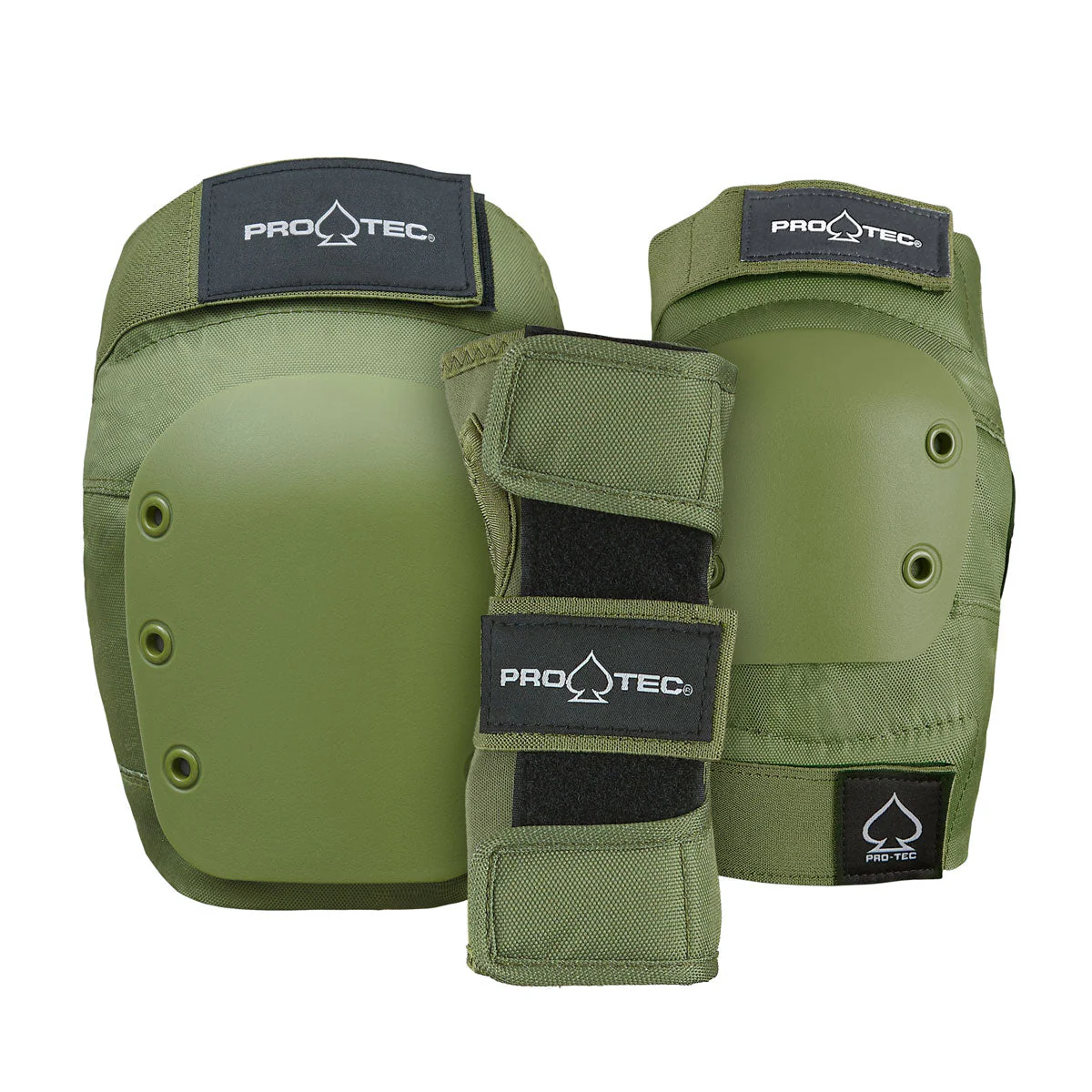 Pro-Tec Street Adult 3 Pack Open Back Set Of Pads - Army Green