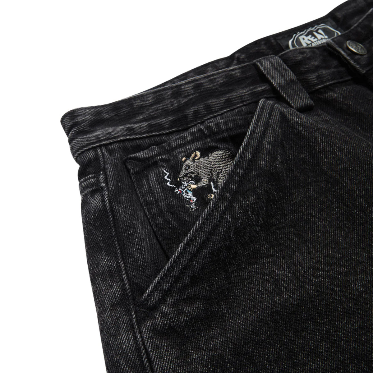 Real Street Cleaner Denim Shorts - Black Stone/Acid Wash - Image 3