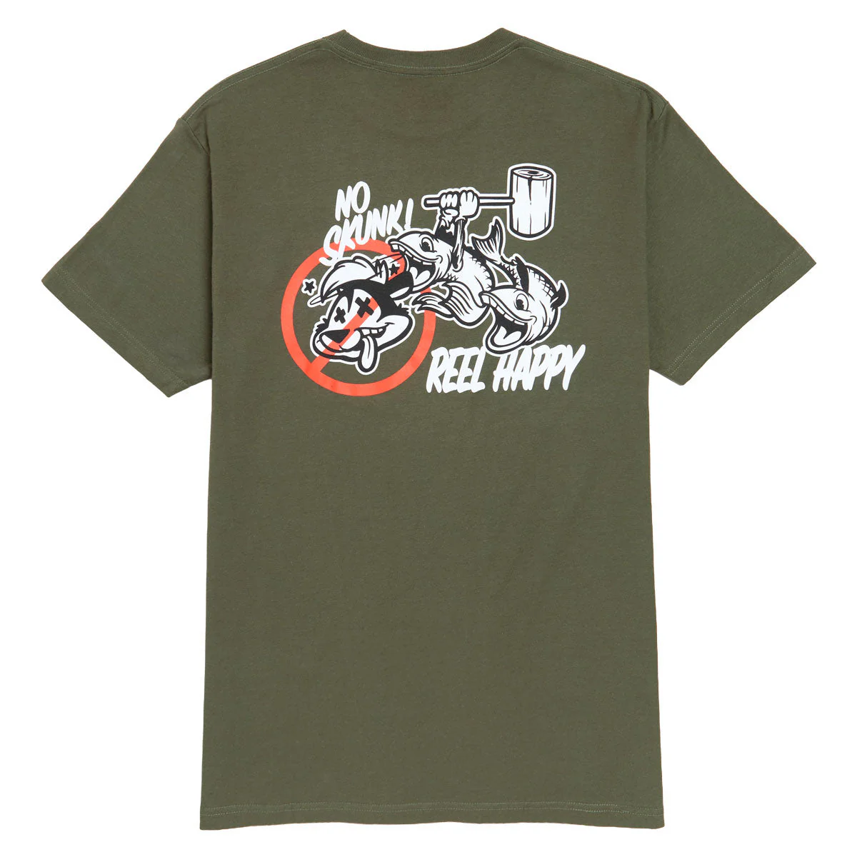Reel Happy No Skunk T-Shirt - Olive Green