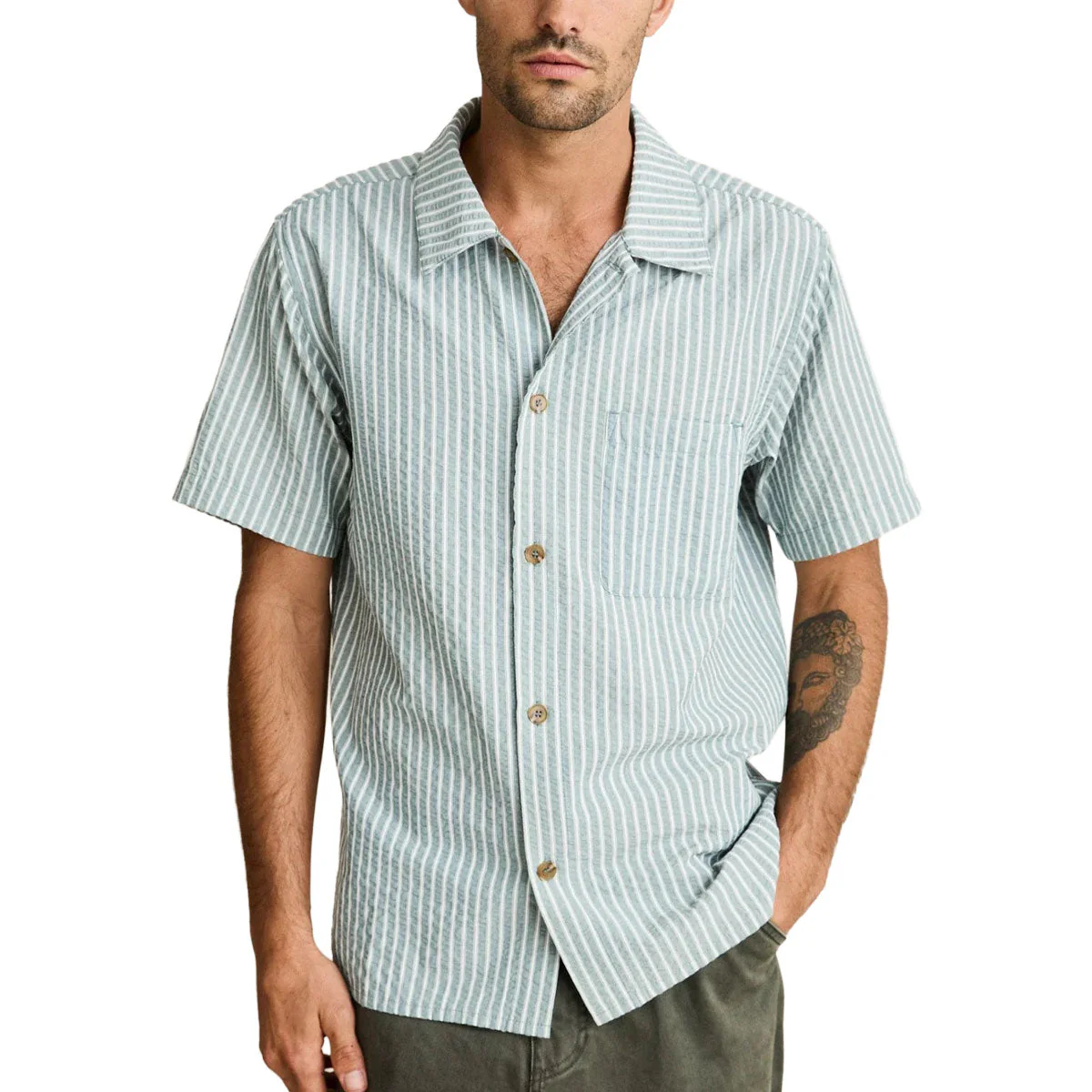 Rhythm Seersucker Stripe Shirt - Pine