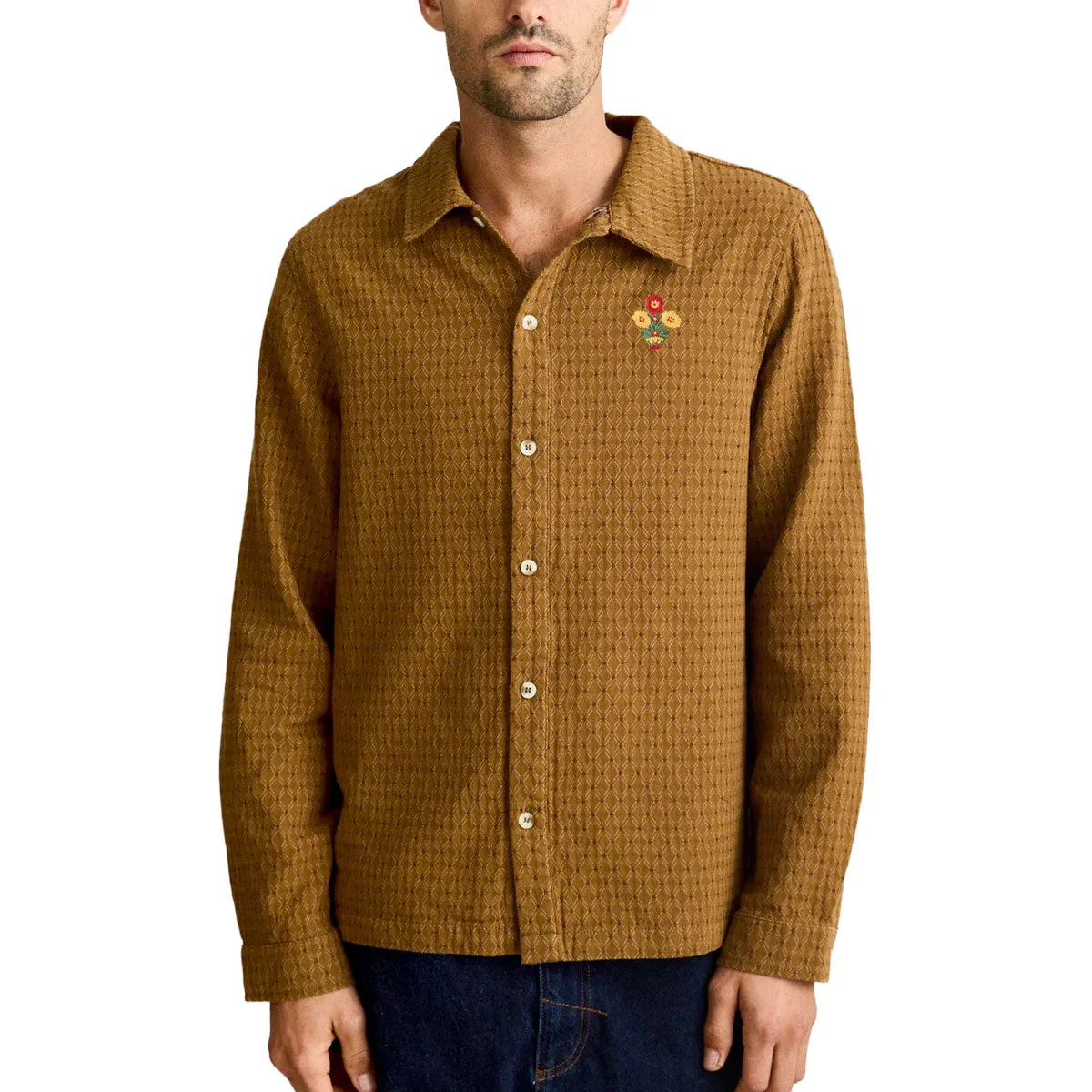 Rhythm Tyler Long Sleeve Shirt - Tobacco