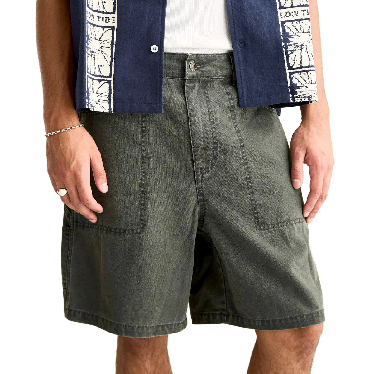 Rhythm Washed Canvas Shorts - Olive - Image 2