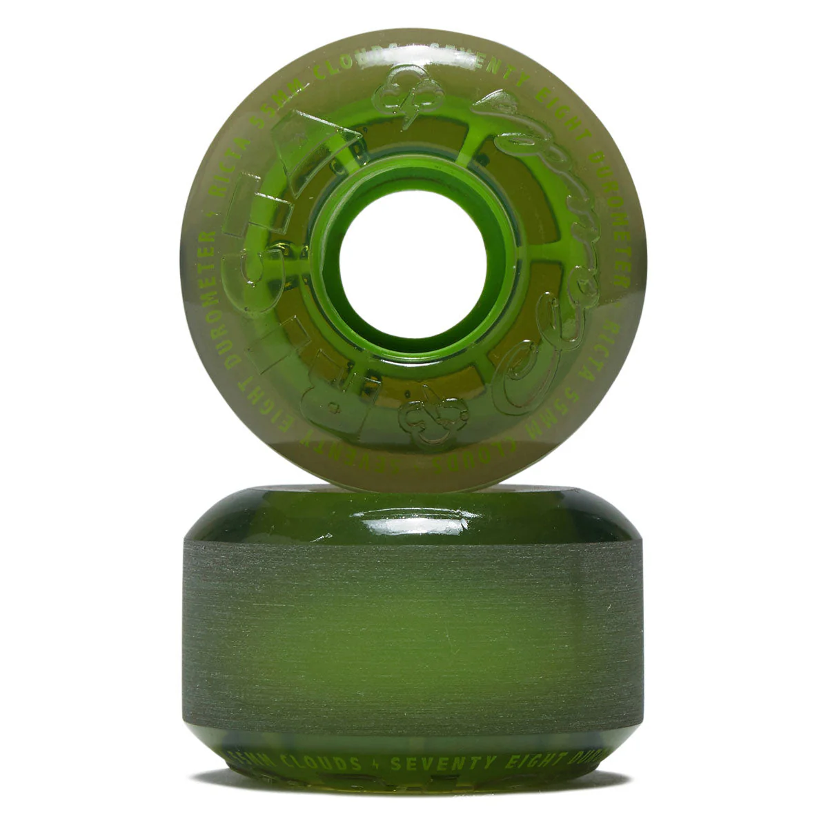 Ricta Clouds 78a Skateboard Wheels - Transparent Black/Green - 55mm - Image 2