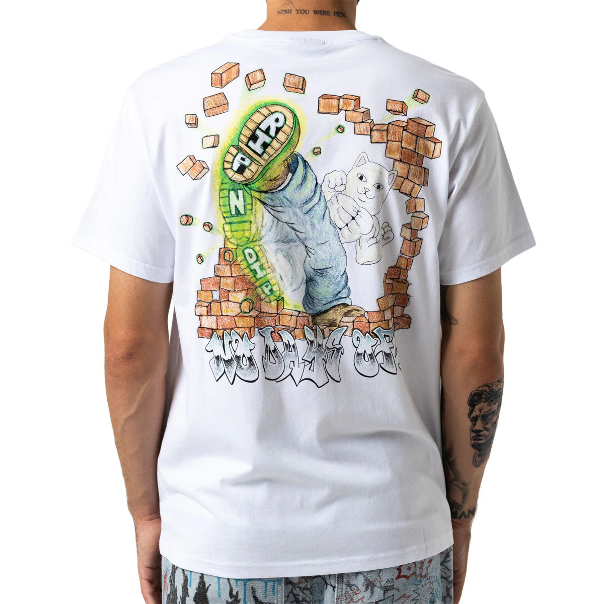 RIPNDIP Karate Kat T-Shirt - White - Image 4