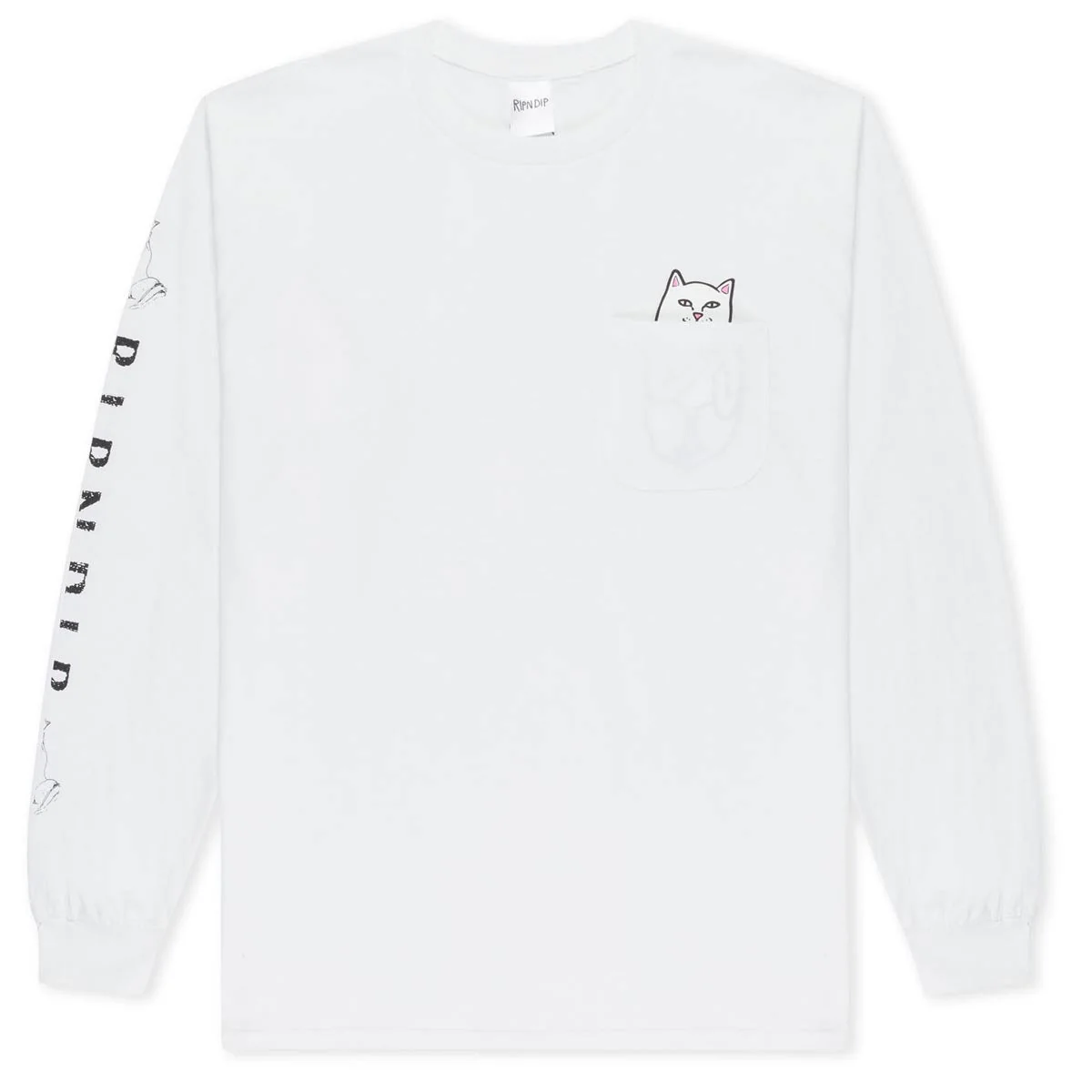 RIPNDIP Lord Nermal Pocket Long Sleeve T-Shirt - White
