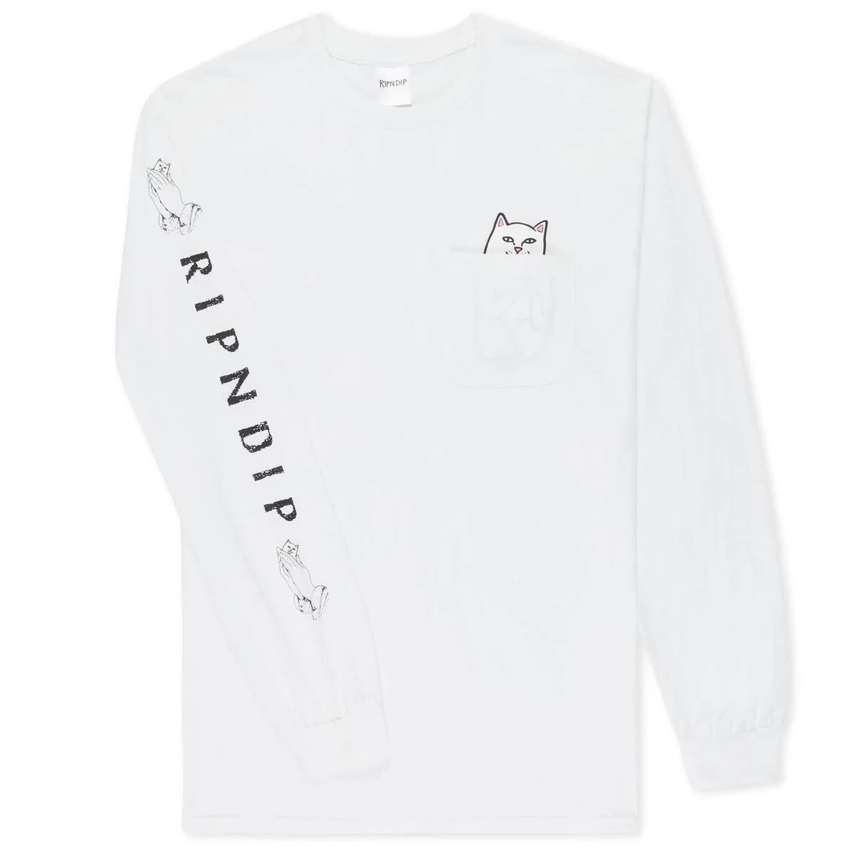RIPNDIP Lord Nermal Pocket Long Sleeve T-Shirt - White - Image 2