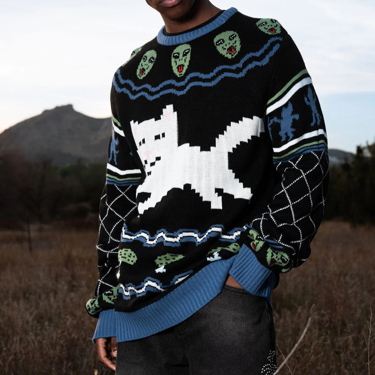 RIPNDIP Out Of This World Knit Sweater - Black - Image 4