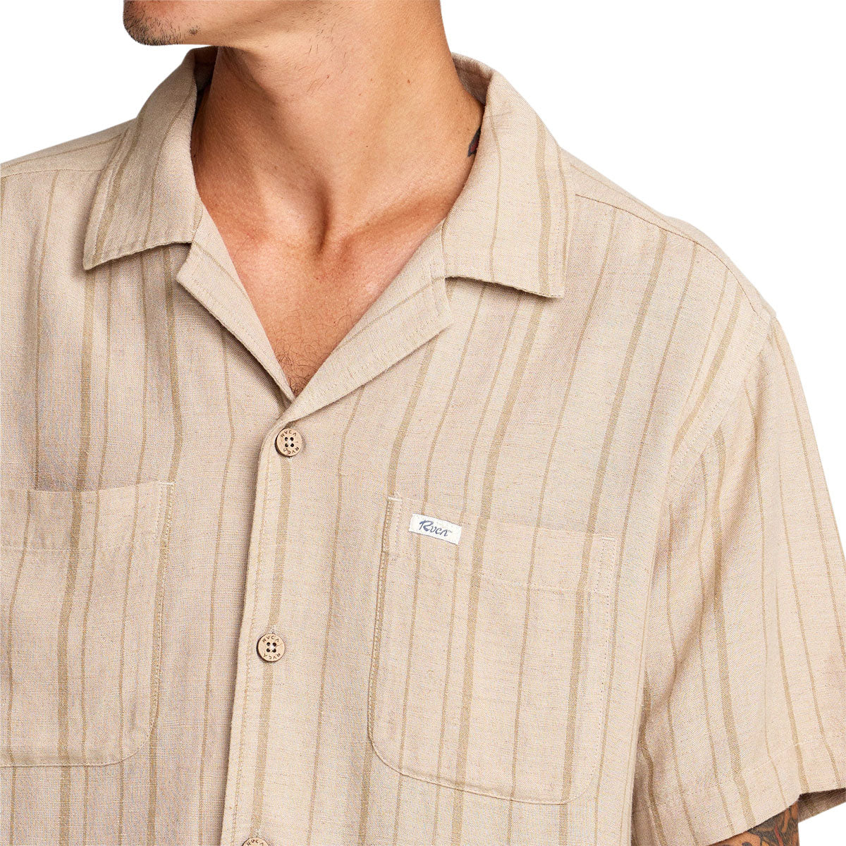 RVCA Exotica Stripe Shirt - Light Khaki - Image 3