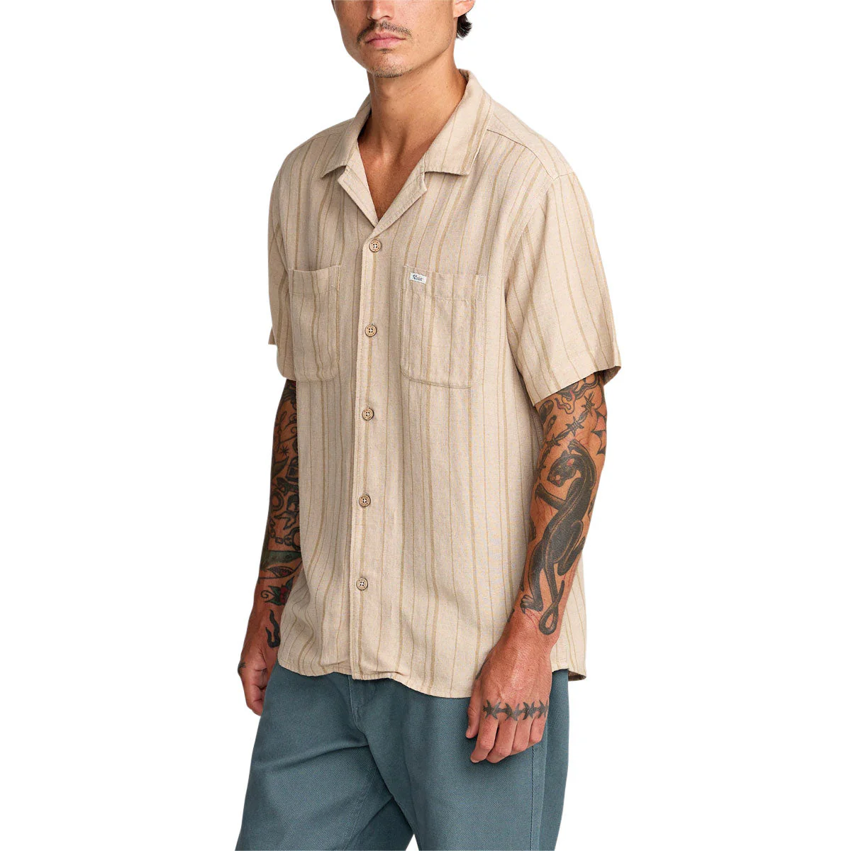 RVCA Exotica Stripe Shirt - Light Khaki - Image 4