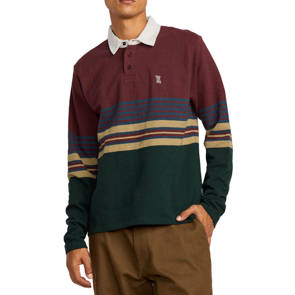 RVCA Harbor Long Sleeve Polo Shirt - Red Earth