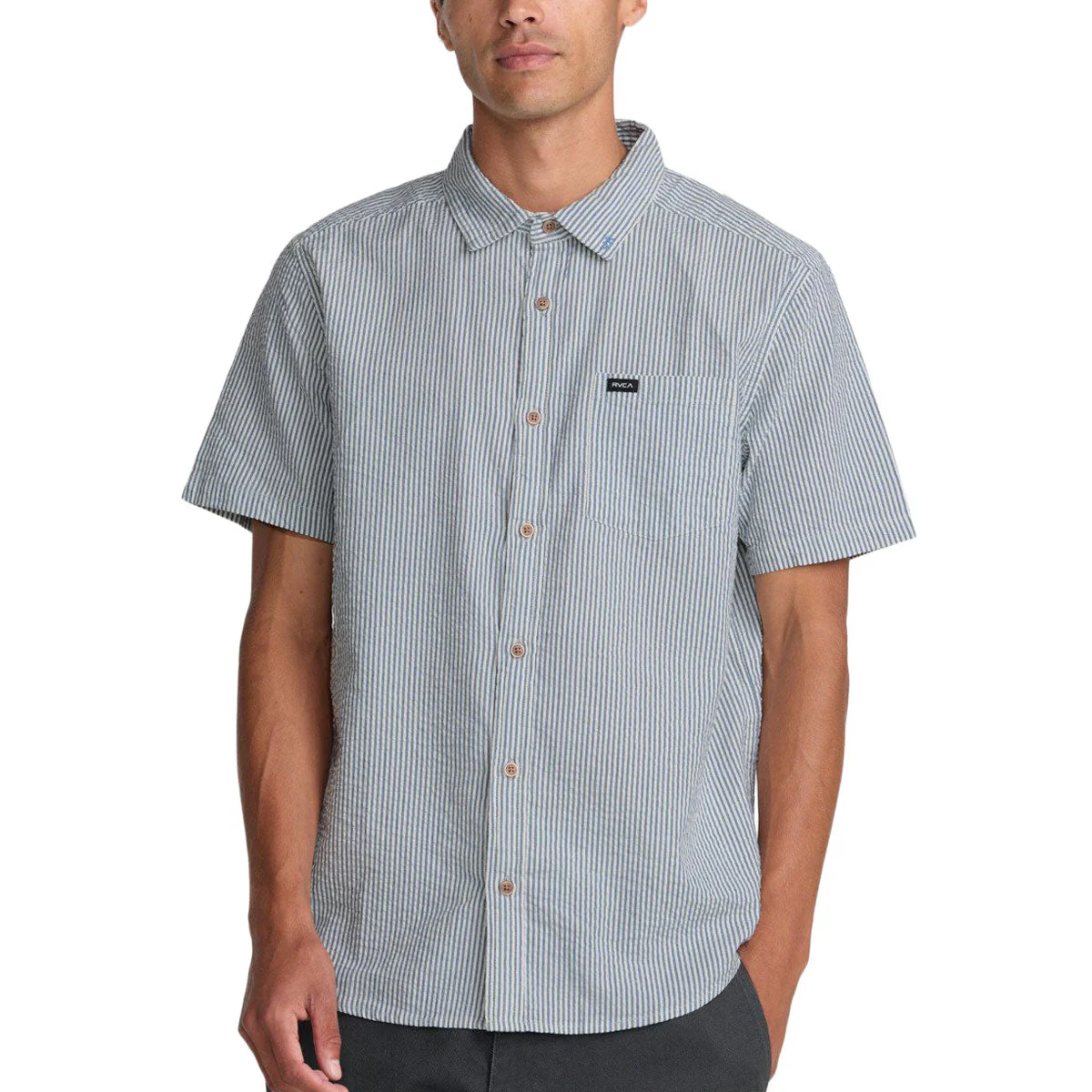 RVCA Thatll Do Seersucker Shirt - Vintage Navy