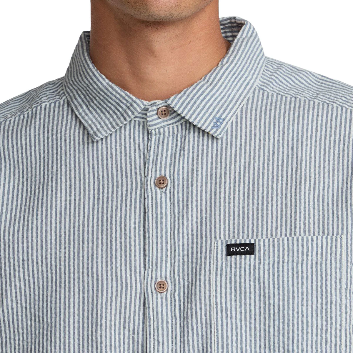 RVCA Thatll Do Seersucker Shirt - Vintage Navy - Image 3