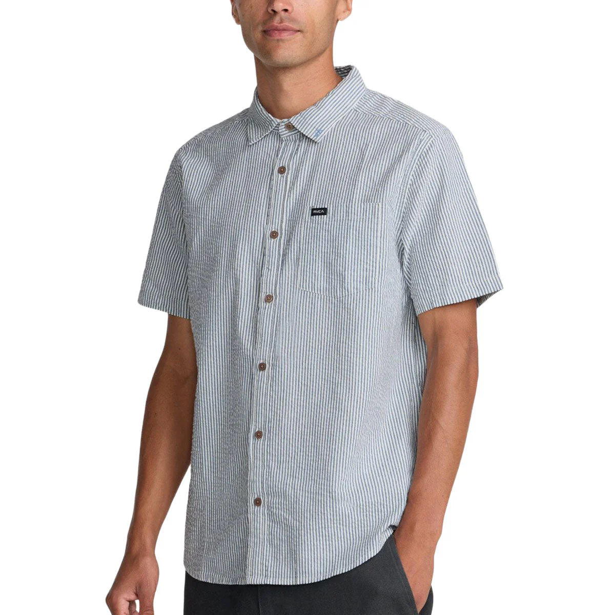 RVCA Thatll Do Seersucker Shirt - Vintage Navy - Image 4