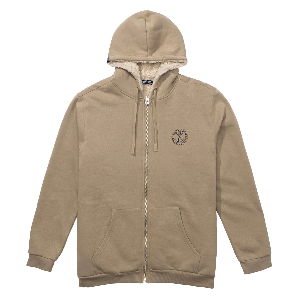 Salty Crew Coastal Sherpa Zip Up Hoodie - Khaki