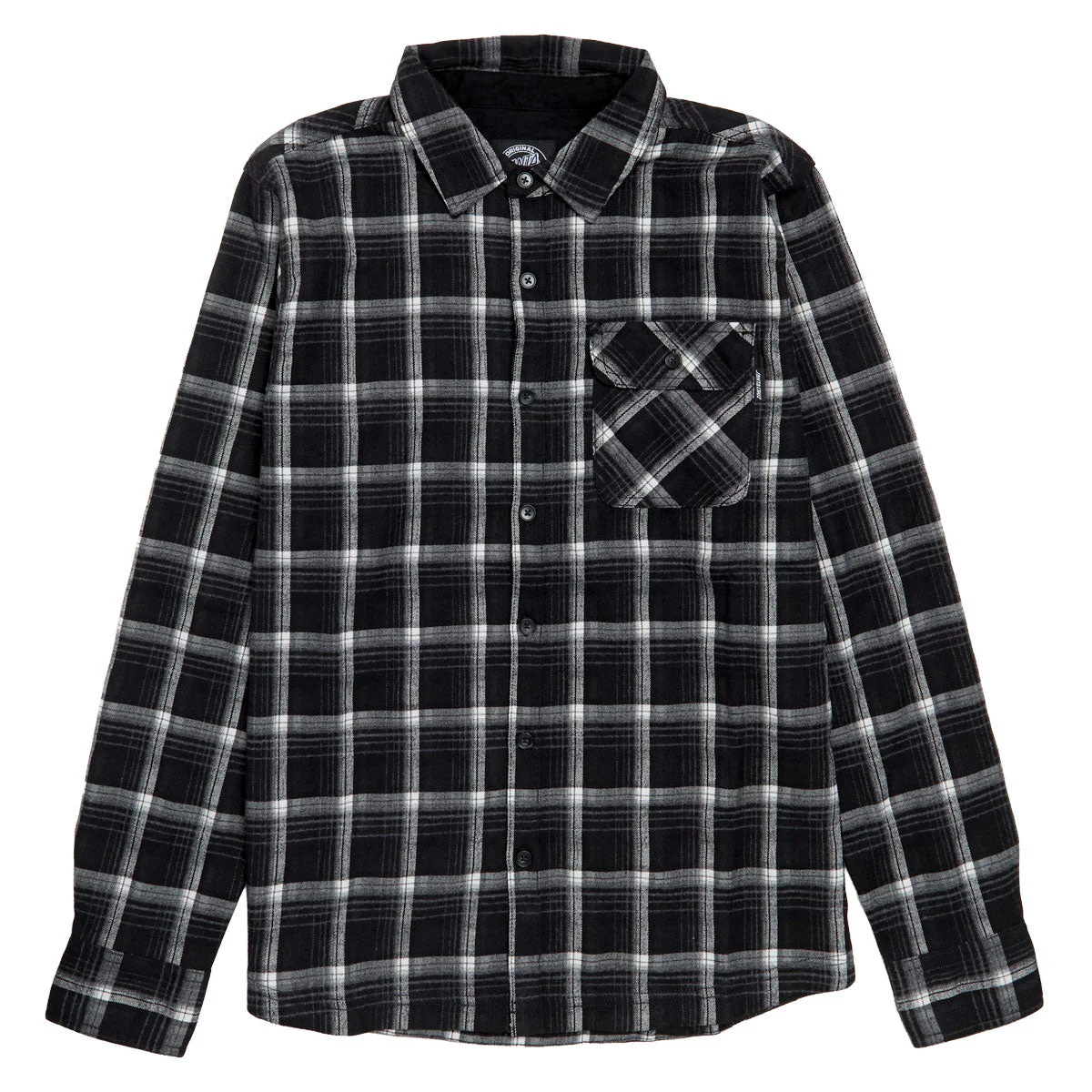 Santa Cruz Classic Long Sleeve Flannel Shirt - Black Plaid