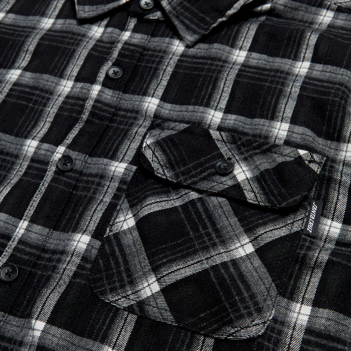 Santa Cruz Classic Long Sleeve Flannel Shirt - Black Plaid - Image 3