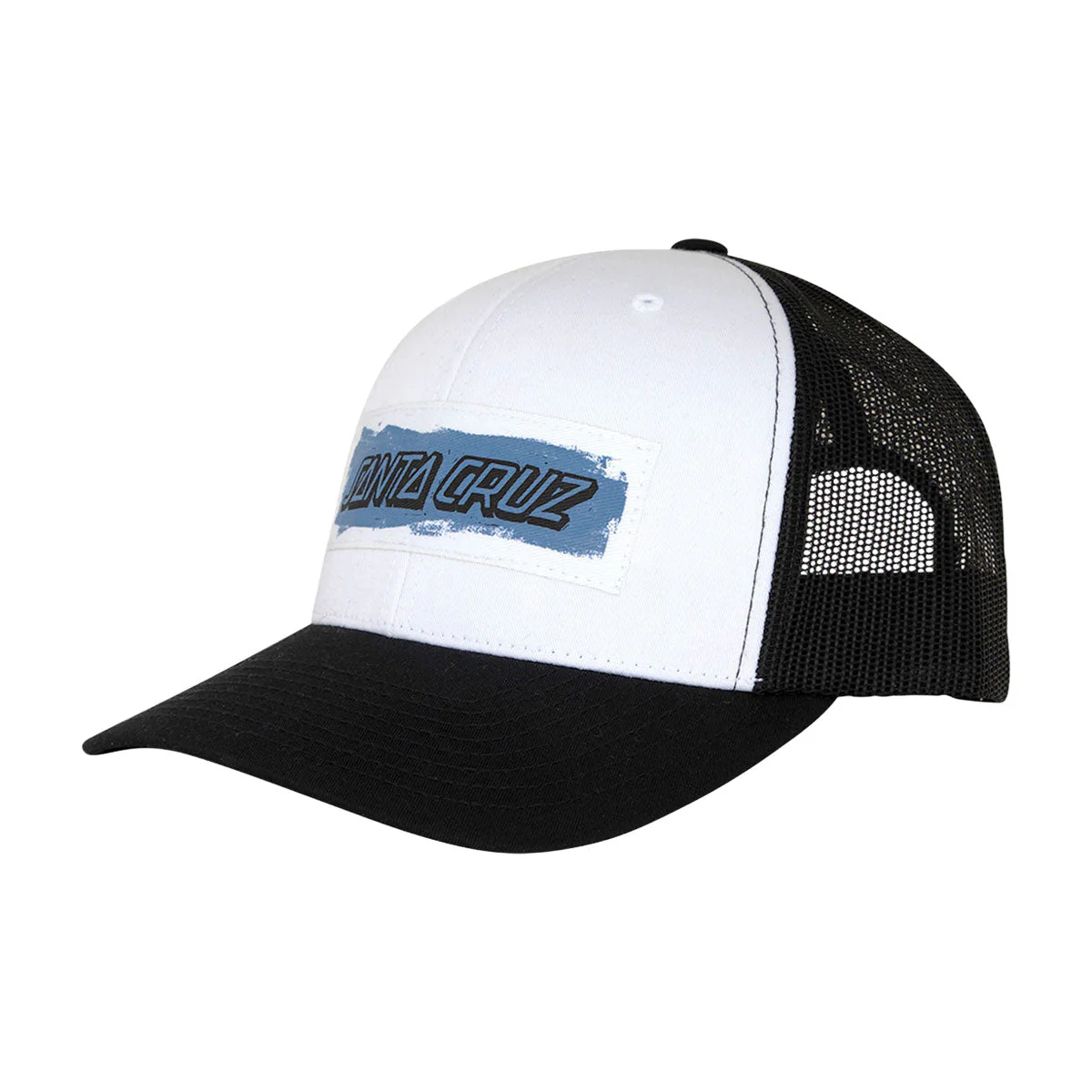 Santa Cruz Cut Strip Mesh Trucker Hat - White/Black