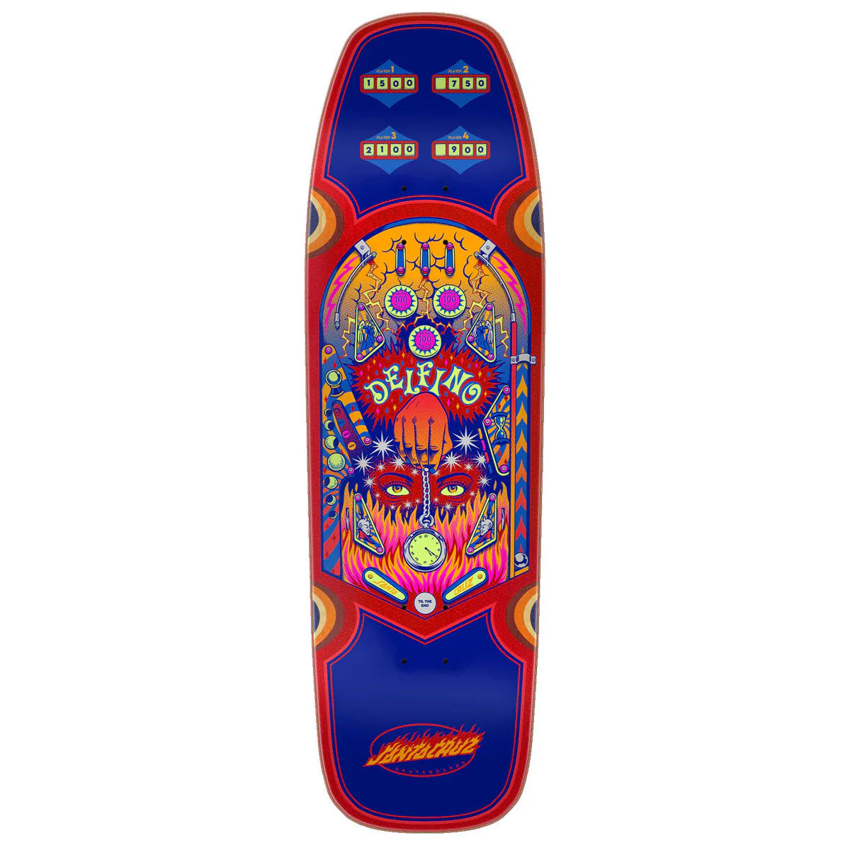 Santa Cruz Delfino Pinball Pro Shaped Skateboard Deck - 9.14"