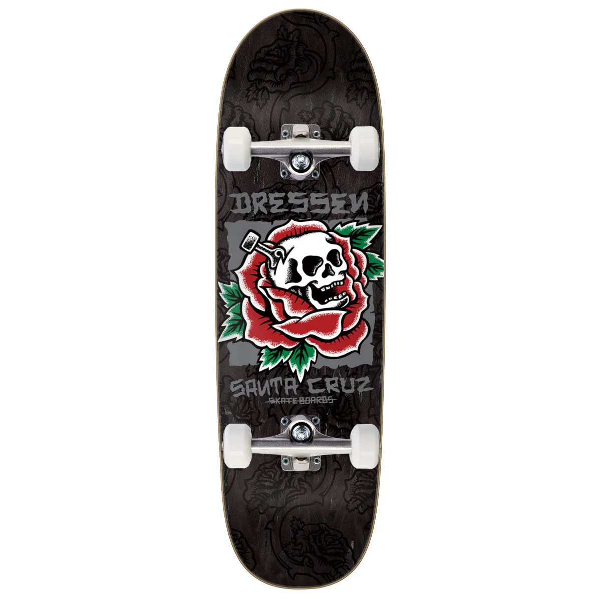 Santa Cruz Dressen Skull Rose Pro Shaped Skateboard Complete - 9.25"