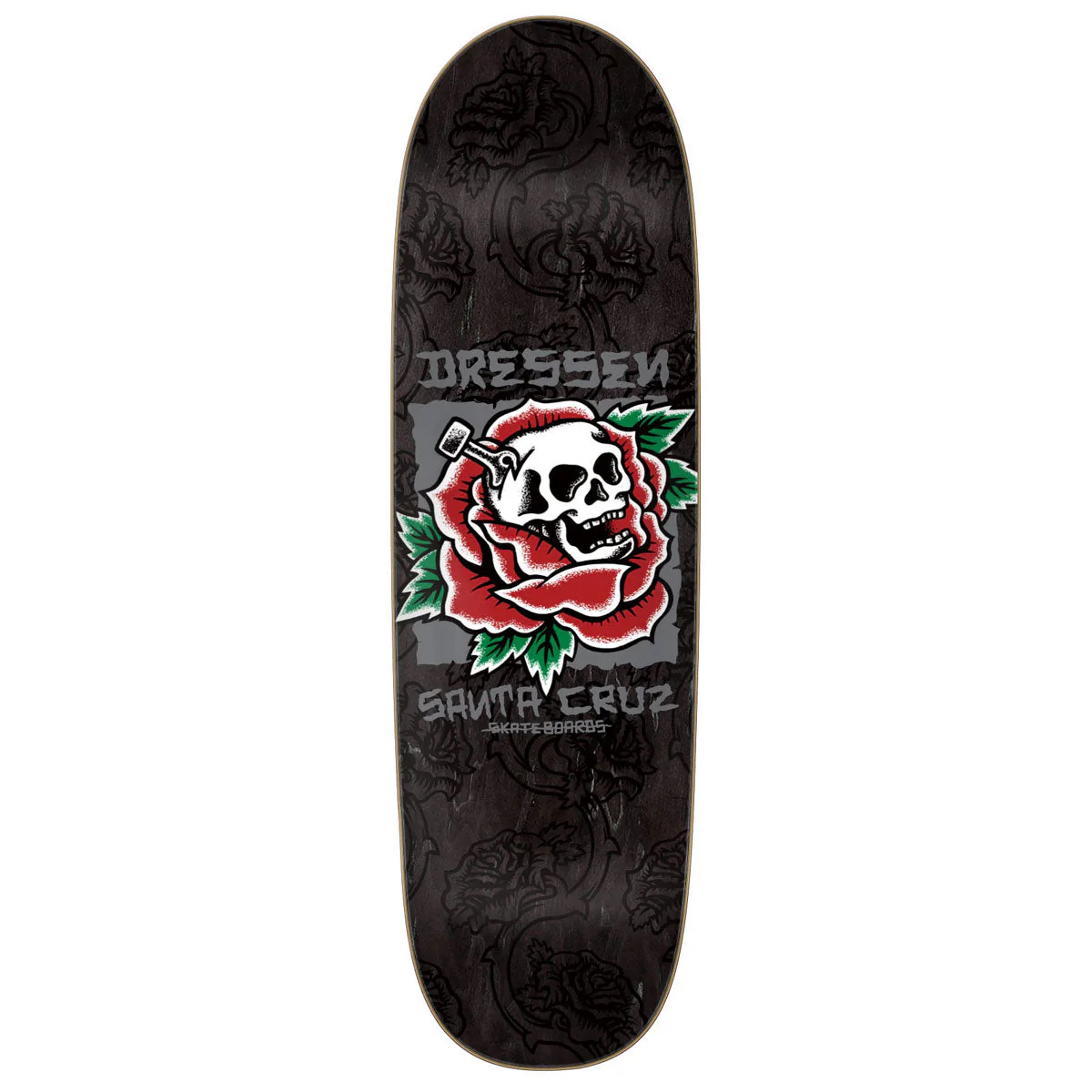 Santa Cruz Dressen Skull Rose Pro Shaped Skateboard Deck - 9.25"