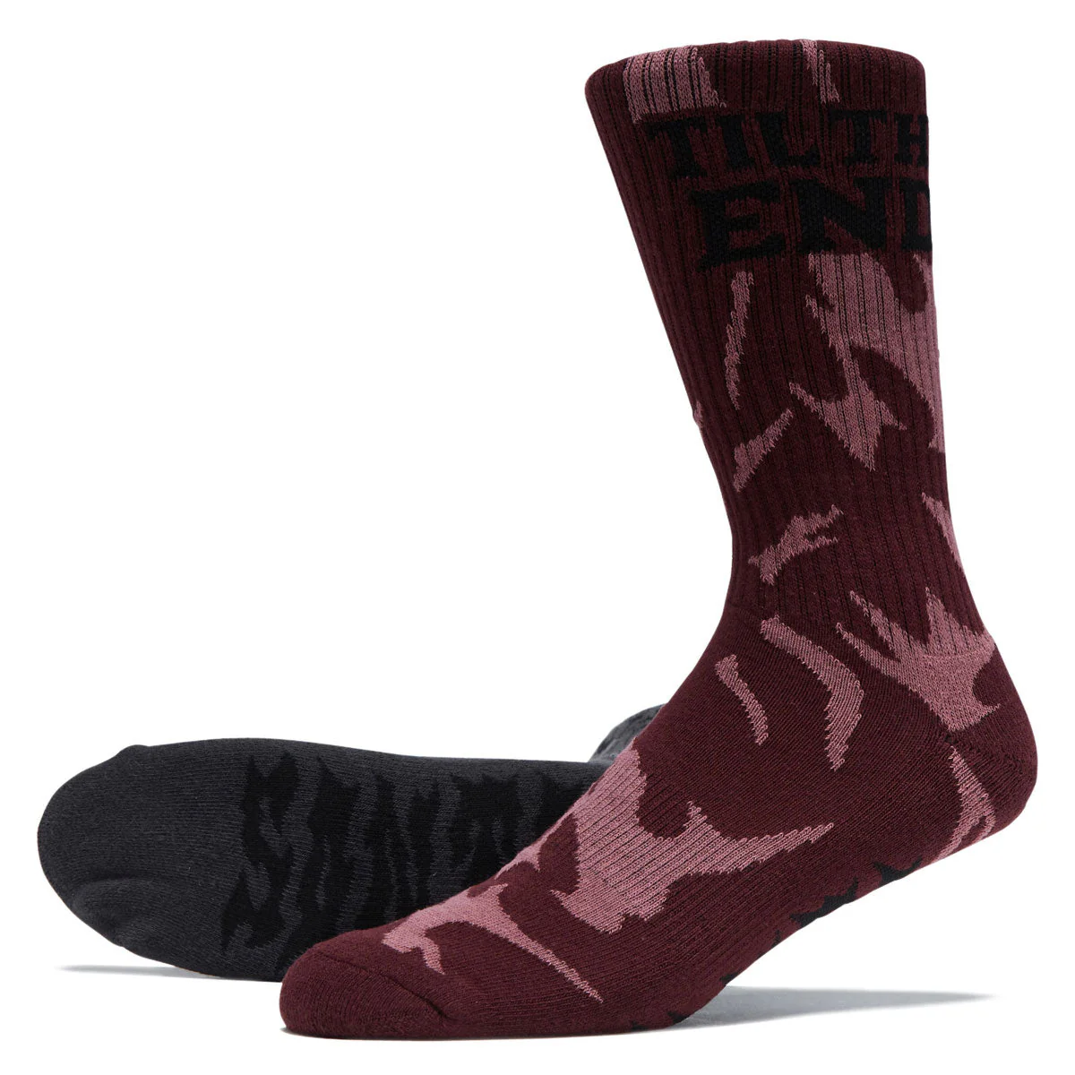 Santa Cruz TTE Messenger 2 Pack Of Crew Socks - Smoke Black/Wine - Image 2