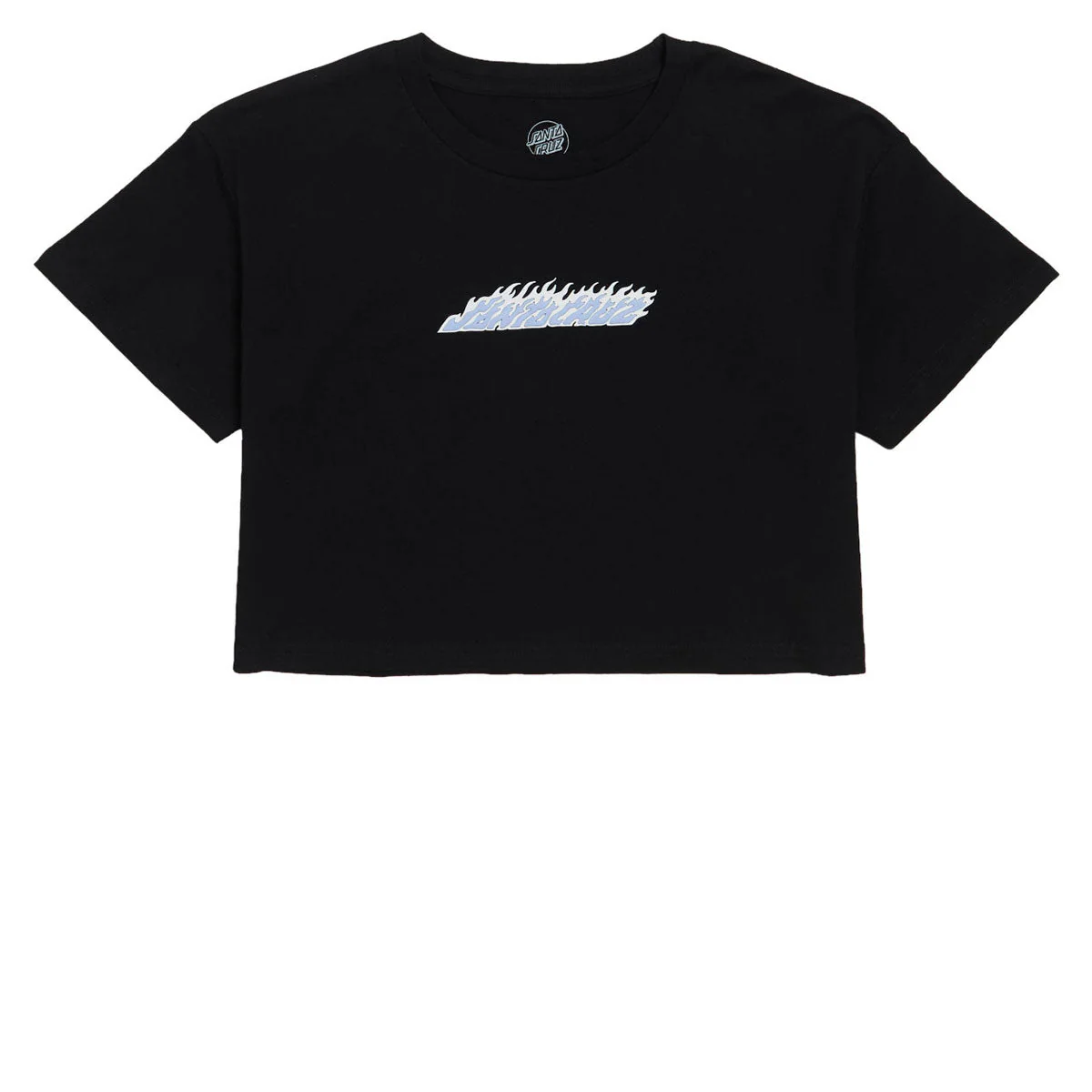 Santa Cruz Womens Flame Strip Center Oversized Cropped T-Shirt - Black