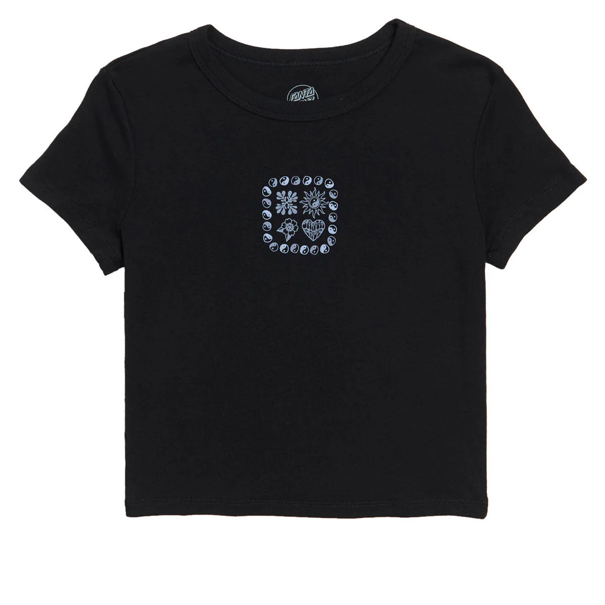Santa Cruz Womens Strange Heart Center Cropped T-Shirt - Black
