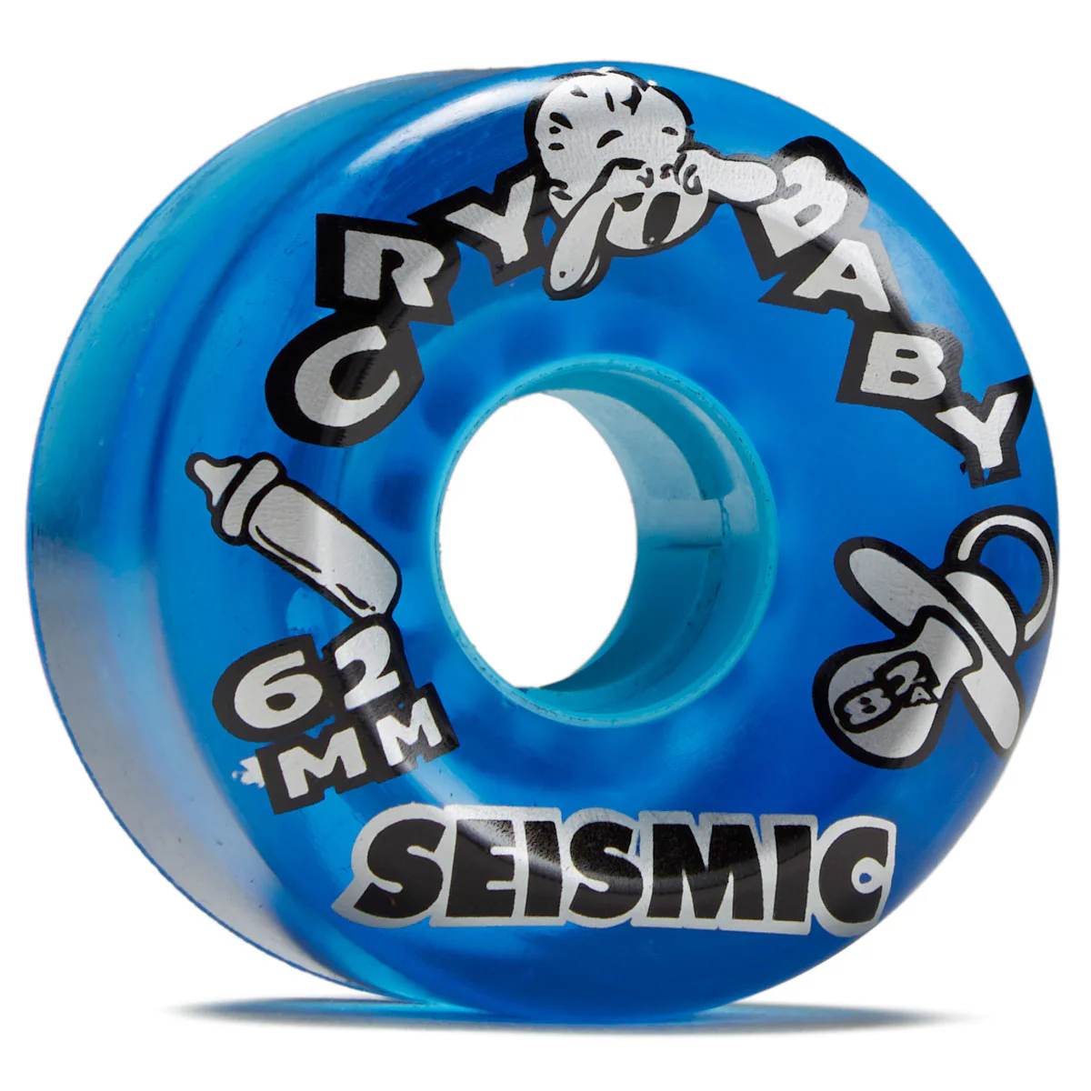 Seismic Crybaby 82a Longboard Wheels - Clear Blue - 62mm