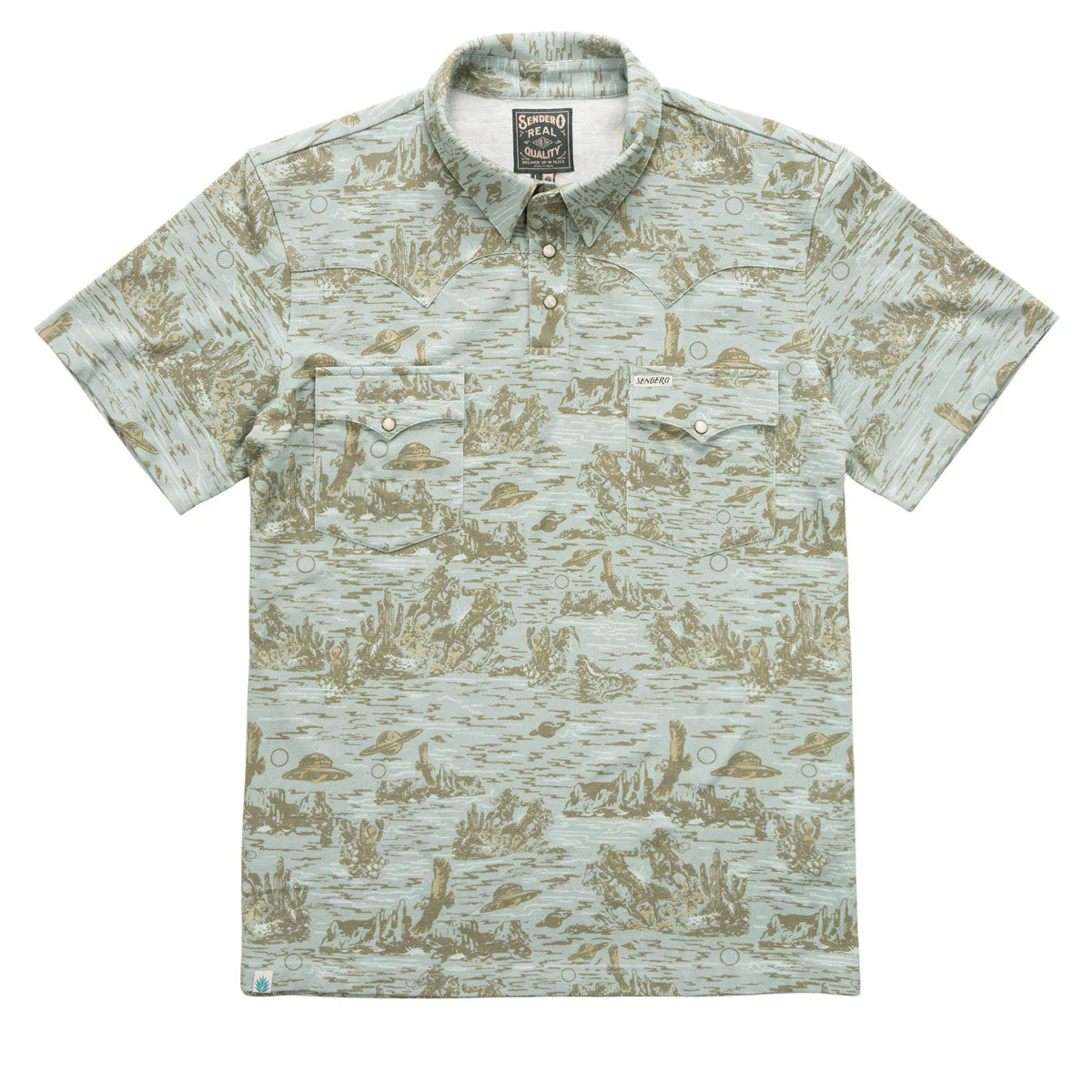 Sendero Cantina Polo Shirt - Desert Abduction Print